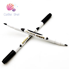 One Pack 2 Pieces Black double sided food coloring marker pen for Cake Art Pen double tip food marker pen Double head food pen