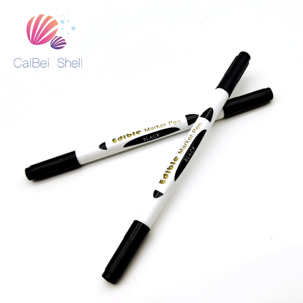One Pack 2 Pieces Black double sided food coloring marker pen for Cake Art Pen double tip food marker pen Double head food pen