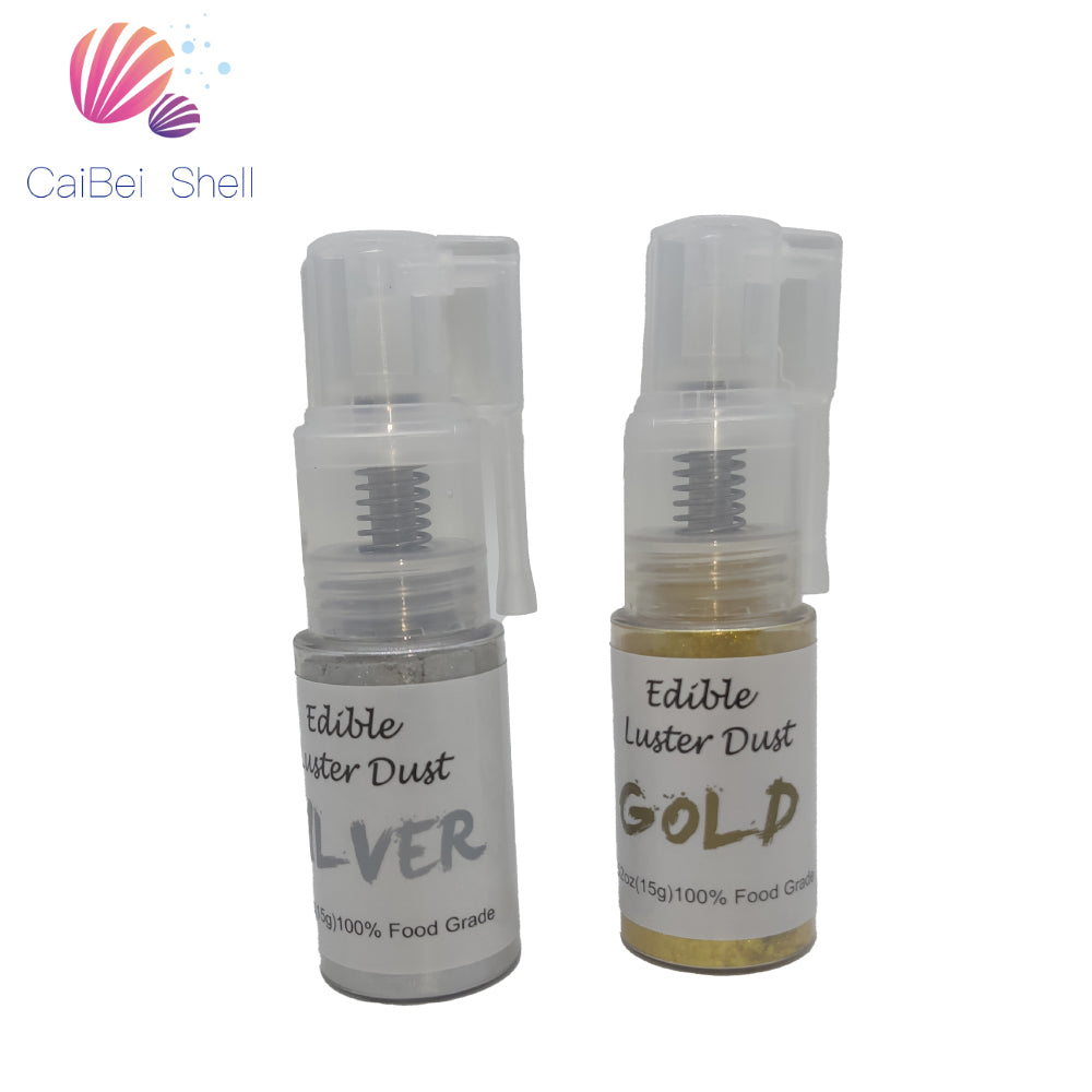 15g Gold Silver Luster Dust Glitter Powder Gold Powder Spray Bottle for decoration cake tools