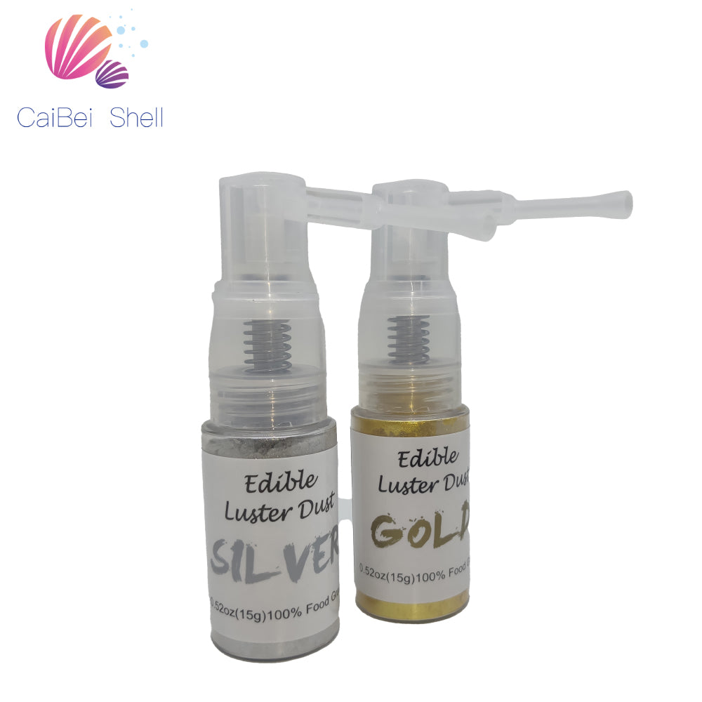 15g Gold Silver Luster Dust Glitter Powder Gold Powder Spray Bottle for decoration cake tools