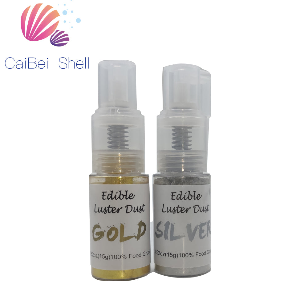 15g Gold Silver Luster Dust Glitter Powder Gold Powder Spray Bottle for decoration cake tools